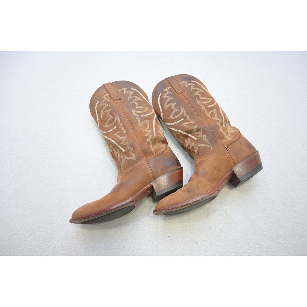 Nocona Western Cowboy Boots Mens 9.5 D Brown Leather Pointed Toe Stitched